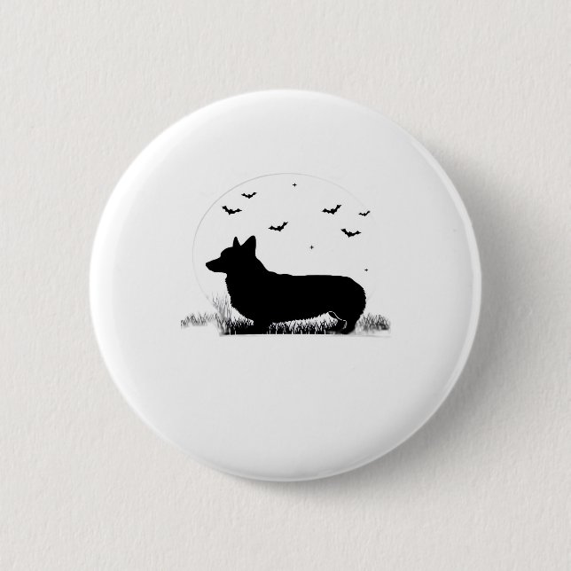 Pembroke Welsh Corgi Dog � Halloween Moon Silhouet Button (Vorderseite)
