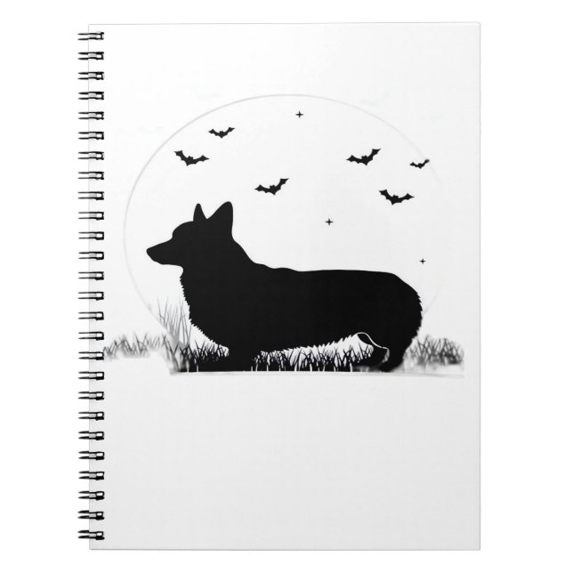 Pembroke Welsh Corgi Dog - Halloween Moon Silhouet Notizblock (Vorderseite)