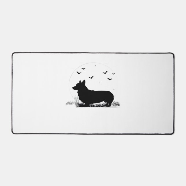 Pembroke Welsh Corgi Dog - Halloween Moon Silhouet Schreibtischunterlage (Vorderseite)