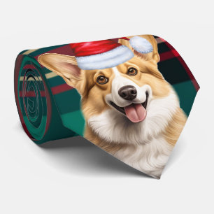 Pembroke Welsh Corgi Dog Holiday Kariert Weihnacht Krawatte