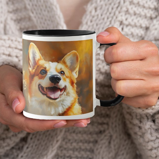 Pembroke Welsh Corgi Dog im Abstrakten Hintergrund Tasse (Von Creator hochgeladen)