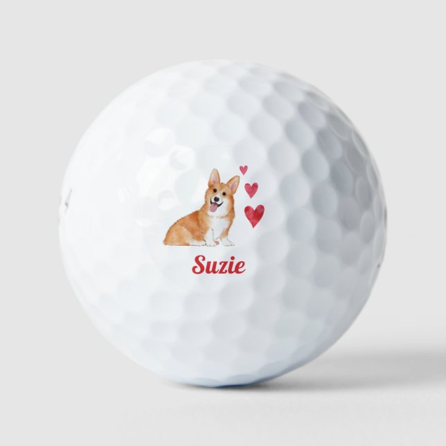 Pembroke Welsh Corgi Dog Individuelle Name Golfball (Vorderseite)