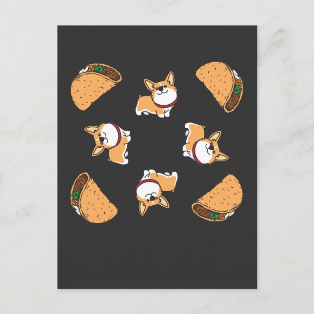 Pembroke Welsh Corgi Dog und mexikanischer Taco Lo Postkarte (Vorderseite)