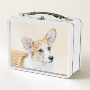 Pembroke Welsh Corgi Gemälde - Originale Hundekuns Metall Brotdose
