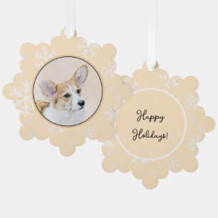 Pembroke Welsh Corgi Gemälde - Originale Hundekuns Ornament Karte