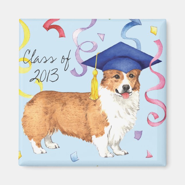 Pembroke Welsh Corgi Graduate Magnet (Vorne)