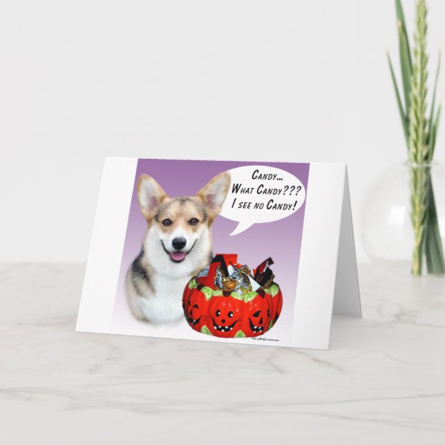 Pembroke Welsh Corgi Halloween Candy Karte (Vorderseite)