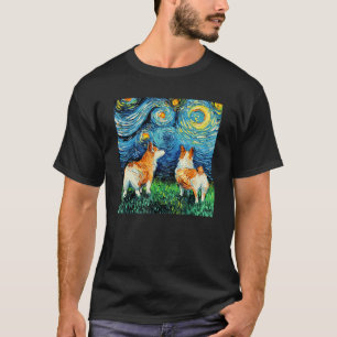 Pembroke Welsh Corgi Hintern Sternennacht flauschi T-Shirt
