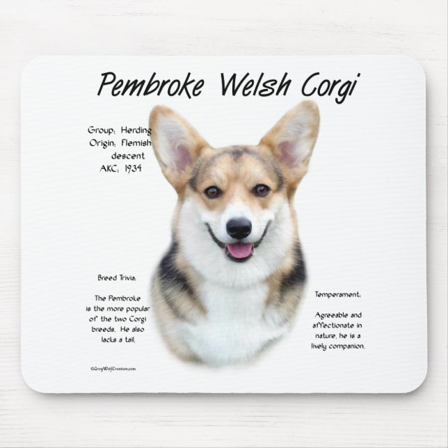 Pembroke Welsh Corgi History Design Mousepad (Vorne)