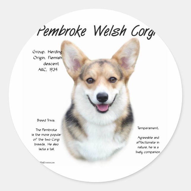 Pembroke Welsh Corgi History Design Runder Aufkleber (Vorderseite)