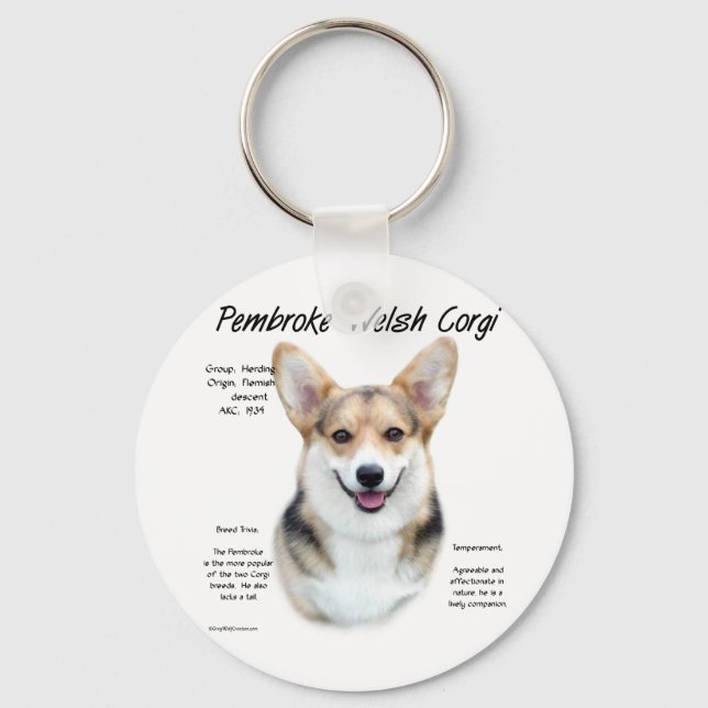 Pembroke Welsh Corgi History Design Schlüsselanhänger (Vorderseite)