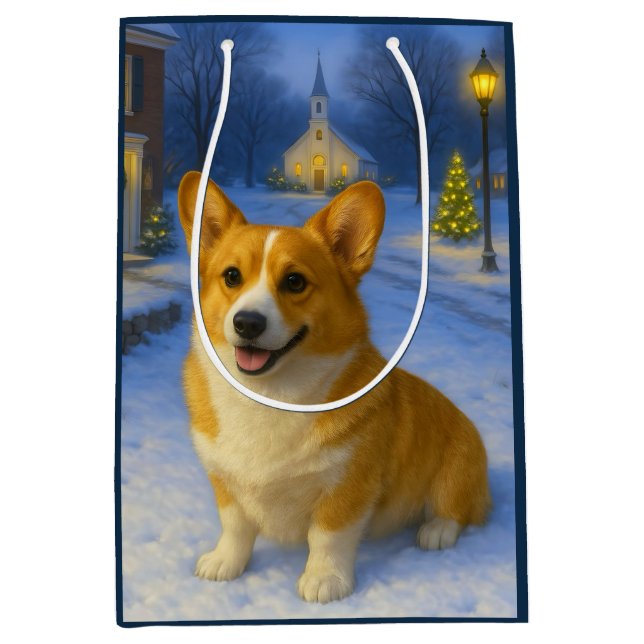 Pembroke Welsh Corgi Holiday  Mittlere Geschenktüte (Vorderseite)