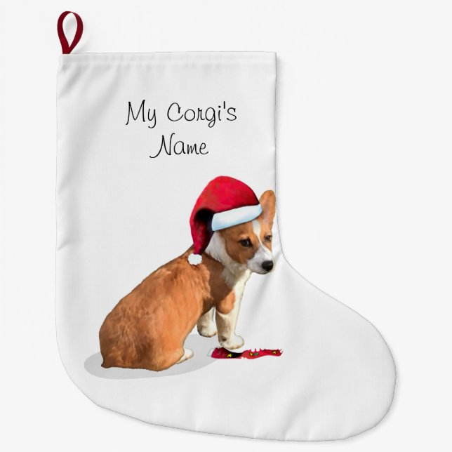 Pembroke Welsh Corgi Hund Großer Weihnachtsstrumpf (Vorderseite)