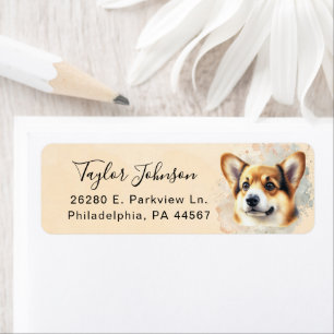 Pembroke Welsh Corgi Hund Rücksende-Adresse Etiket