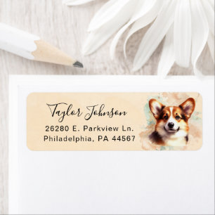 Pembroke Welsh Corgi Hund Rücksende-Adresse Etiket