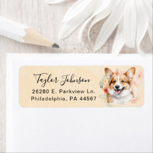 Pembroke Welsh Corgi Hund Rücksende-Adresse Etiket