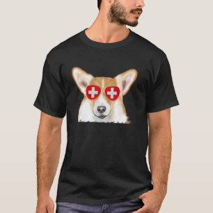 Pembroke Welsh Corgi Hund Schweiz Flagge Sonnenbri T-Shirt