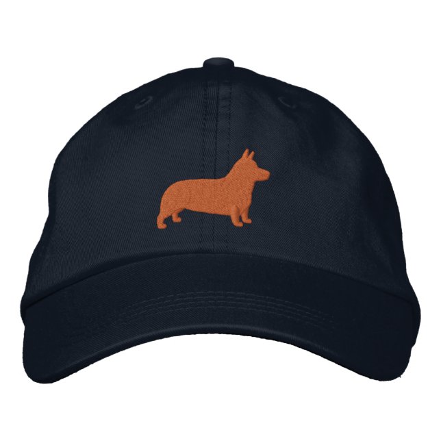 Pembroke Welsh Corgi Hund Silhouette Bestickte Baseballkappe (Vorderseite)