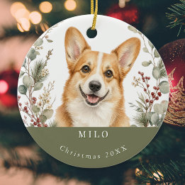 Pembroke Welsh Corgi Hund Wasserfarbe Weihnachten Keramik Ornament