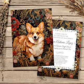 Pembroke Welsh Corgi im Viktorianischen Blumengart Einladung