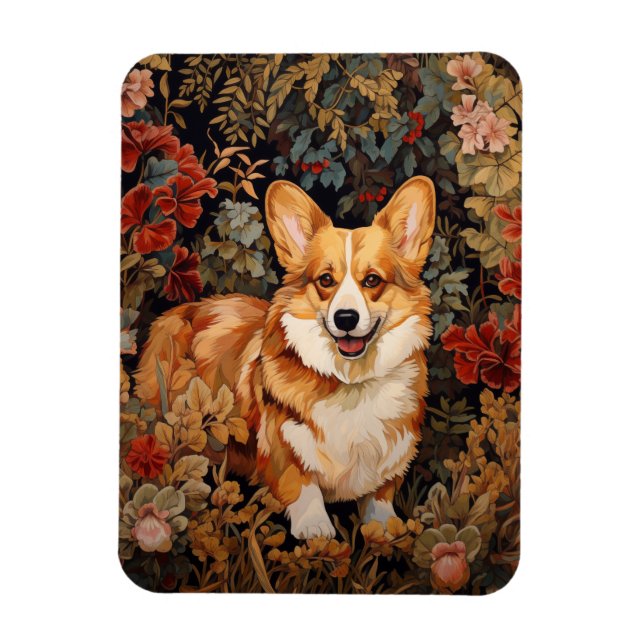 Pembroke Welsh Corgi im Viktorianischen Blumengart Magnet (Vertikal)