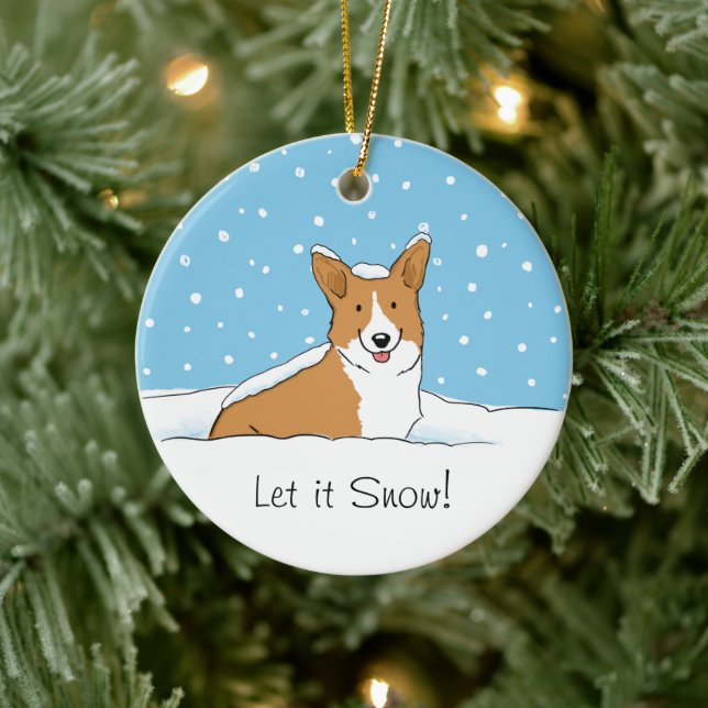 Pembroke Welsh Corgi Let it Snow - Holiday Dog Keramik Ornament (Baum)