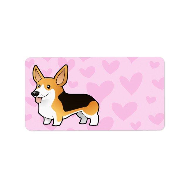Pembroke Welsh Corgi Liebe Adressaufkleber (Vorne)