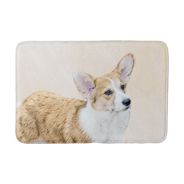 Pembroke Welsh Corgi Malerei - Original Hund Kunst Badematte (Vorderseite)
