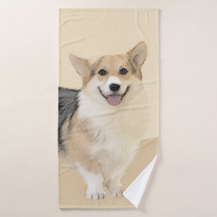 Pembroke Welsh Corgi Malerei - Original Hund Kunst Badhandtuch Set