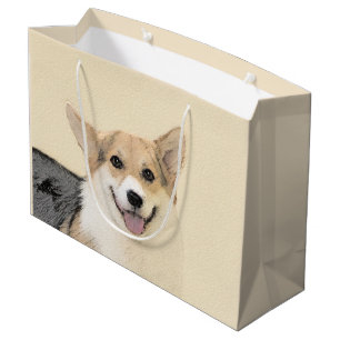 Pembroke Welsh Corgi Malerei - Original Hund Kunst Große Geschenktüte