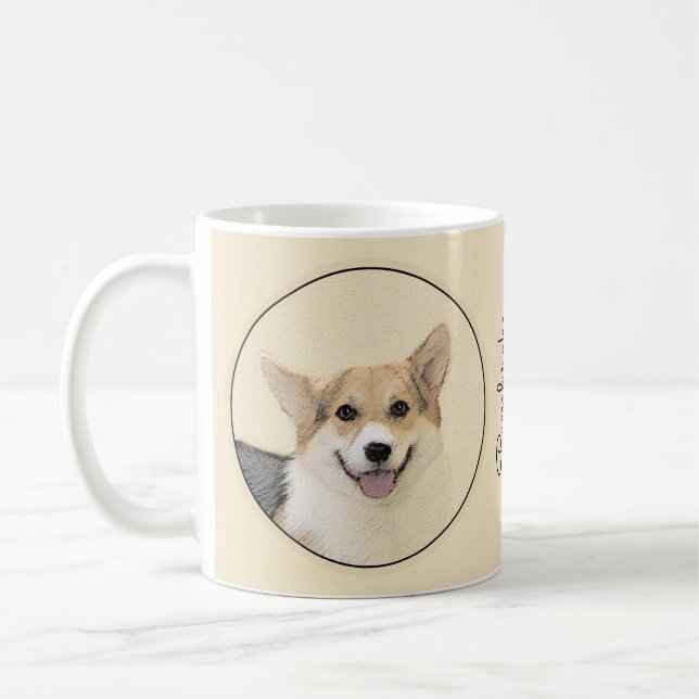 Pembroke Welsh Corgi Malerei - Original Hund Kunst Kaffeetasse (Links)