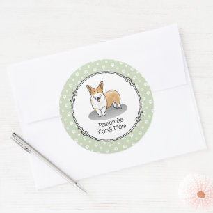 Pembroke Welsh Corgi Mama (rot 1) Hunde Mama Niedl Runder Aufkleber