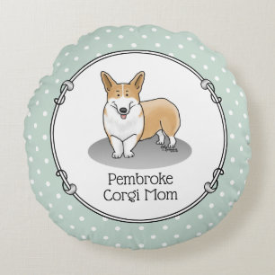 Pembroke Welsh Corgi Mama (rot 1) Hunde Mama Niedl Rundes Kissen