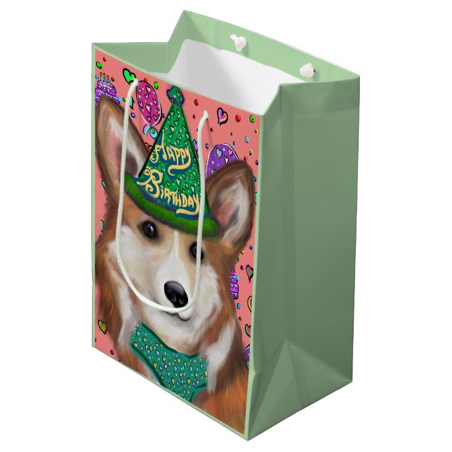 PEMBROKE WELSH CORGI MITTLERE GESCHENKTÜTE (Vorderseite Schrägansicht)