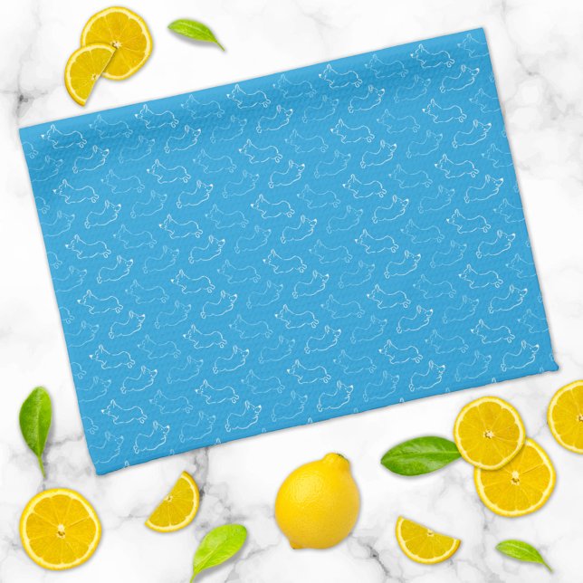 Pembroke Welsh Corgi Niedliches Muster Aquamarin Geschirrtuch (Von Creator hochgeladen)