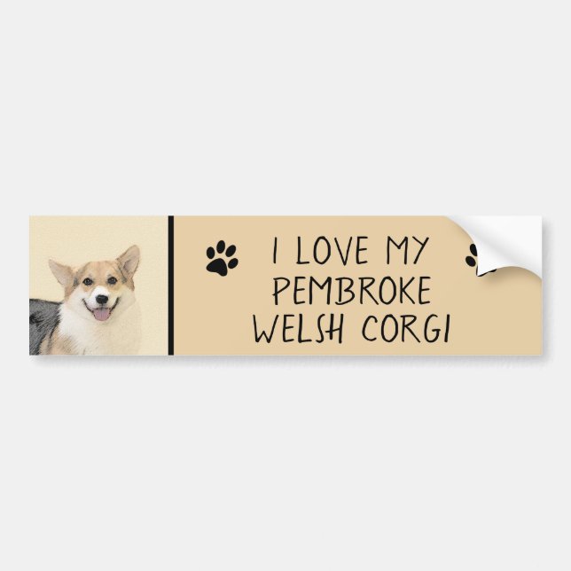 Pembroke Welsh Corgi Painting - Original Dog Art Autoaufkleber (Vorne)