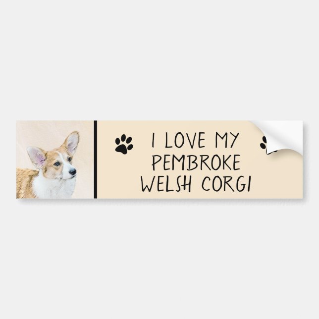 Pembroke Welsh Corgi Painting - Original Dog Art Autoaufkleber (Vorne)