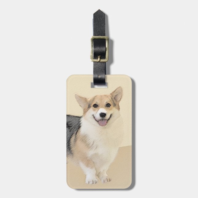 Pembroke Welsh Corgi Painting - Original Dog Art Gepäckanhänger (Vorderseite vertikal)
