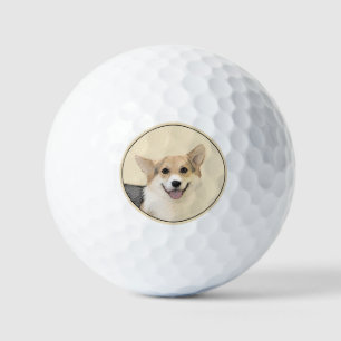 Pembroke Welsh Corgi Painting - Original Dog Art Golfball