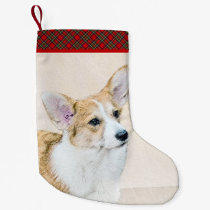 Pembroke Welsh Corgi Painting - Original Dog Art Kleiner Weihnachtsstrumpf