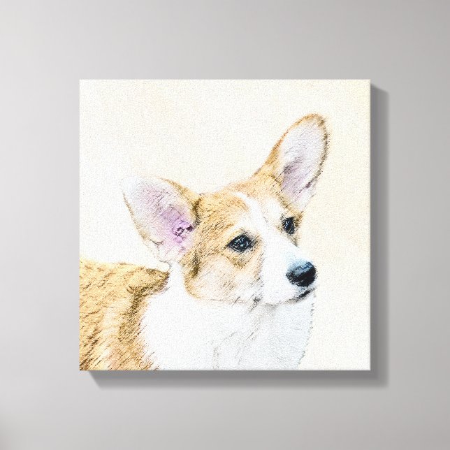 Pembroke Welsh Corgi Painting - Original Dog Art Leinwanddruck (Vorderseite)