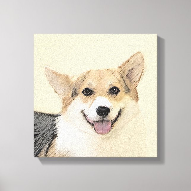 Pembroke Welsh Corgi Painting - Original Dog Art Leinwanddruck (Vorderseite)