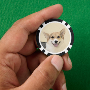 Pembroke Welsh Corgi Painting - Original Dog Art Pokerchips