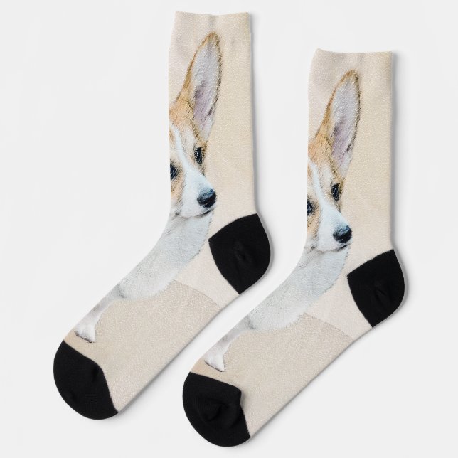 Pembroke Welsh Corgi Painting - Original Dog Art Socken (Linkes Detail)
