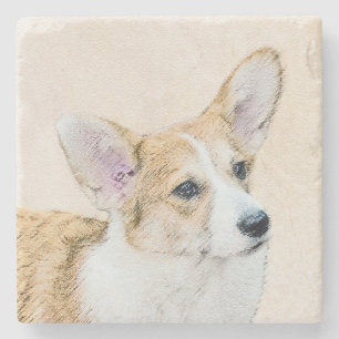 Pembroke Welsh Corgi Painting - Original Dog Art Steinuntersetzer