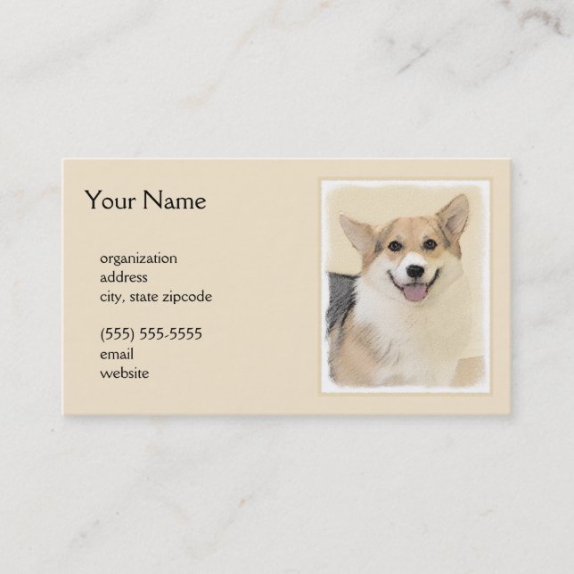 Pembroke Welsh Corgi Painting - Original Dog Art Visitenkarte (Vorderseite)