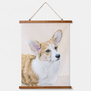 Pembroke Welsh Corgi Painting - Original Dog Art Wandteppich Mit Holzrahmen