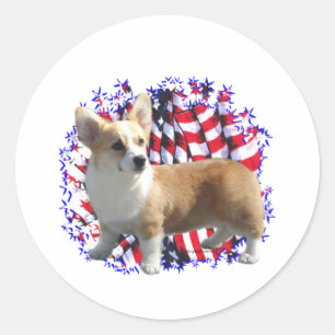 Pembroke Welsh Corgi Patriot Runder Aufkleber