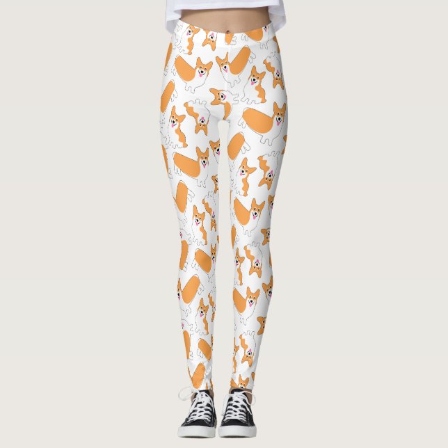 Pembroke Welsh Corgi Pattern Leggings (Vorderseite)