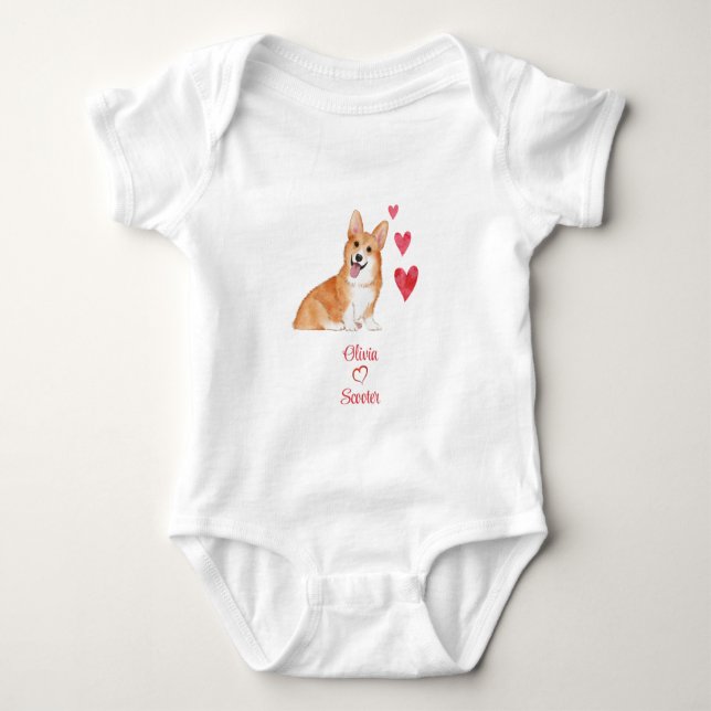 Pembroke Welsh Corgi Personalisiert Baby Lieben Do Strampler (Vorderseite)